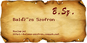 Balázs Szofron névjegykártya